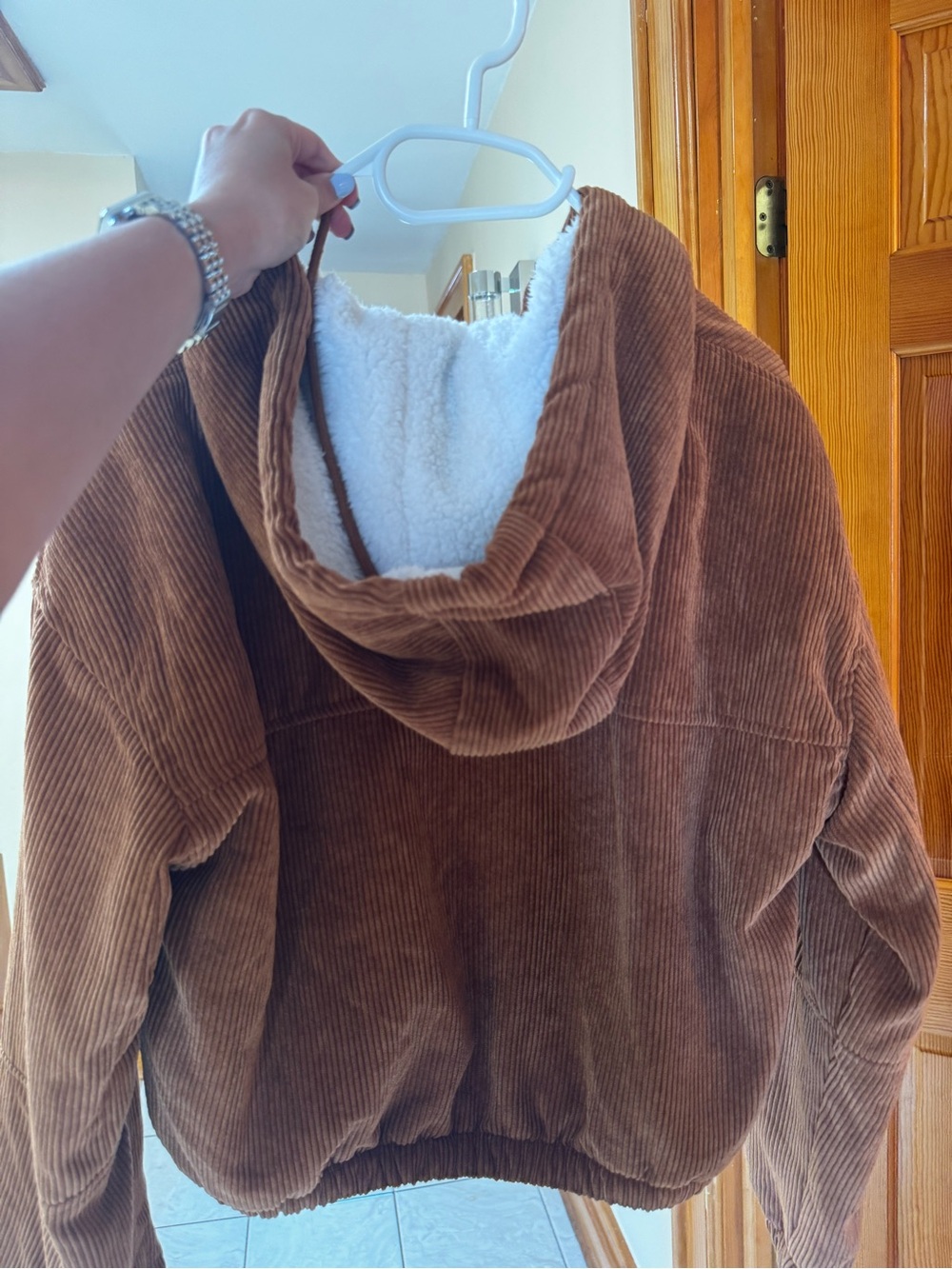 Ashley By 26 International Tan Corduroy Jacket with Cream Sherpa Lining - Picture 2 of 3